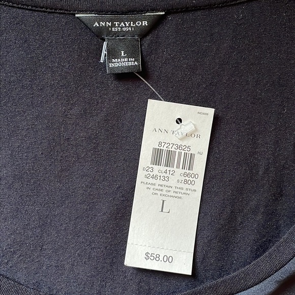 Ann Taylor Black Tank with Flattering Ruffle Front, NWT, Size Large - Picture 7 of 10